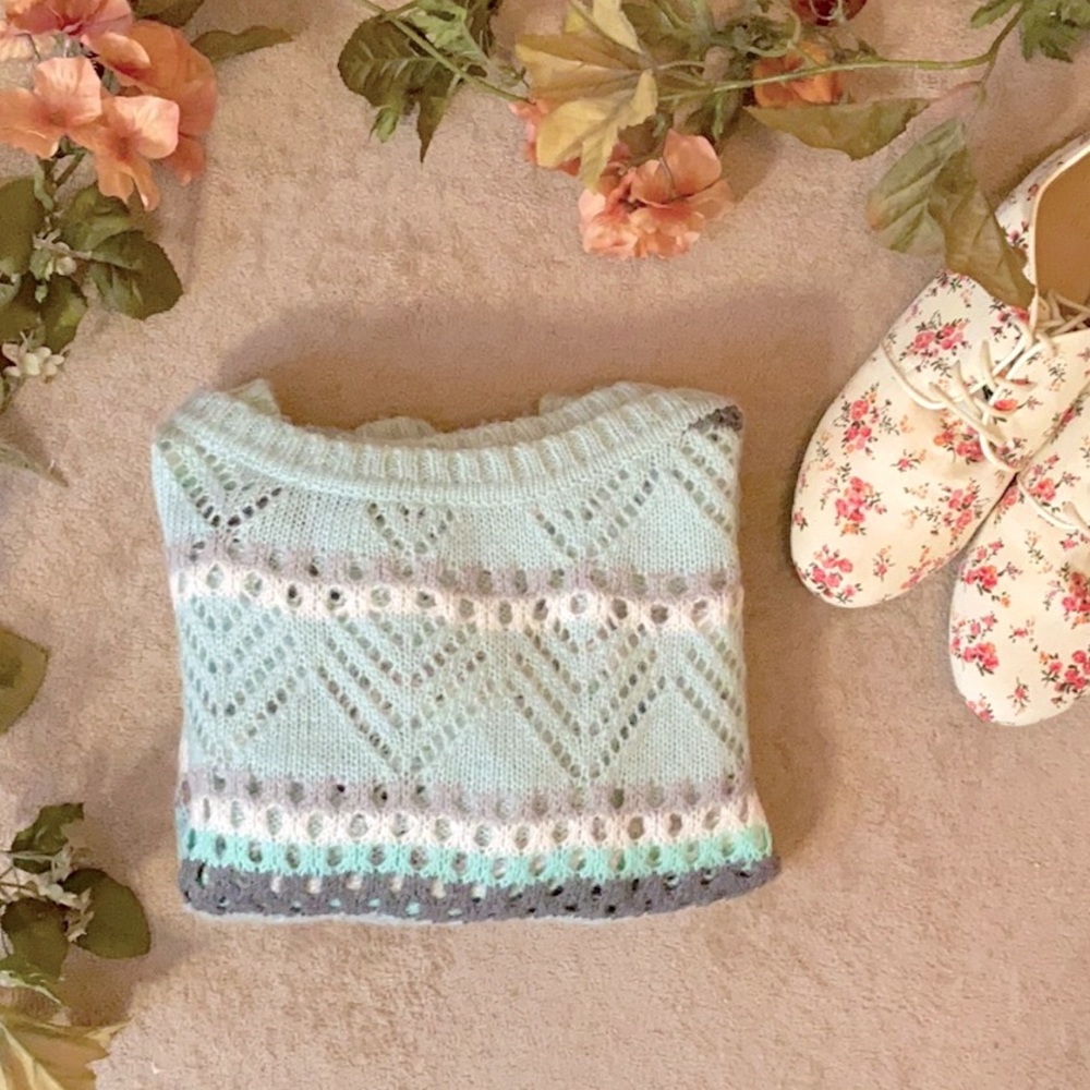 Xhilaration Mint Crochet Sweater